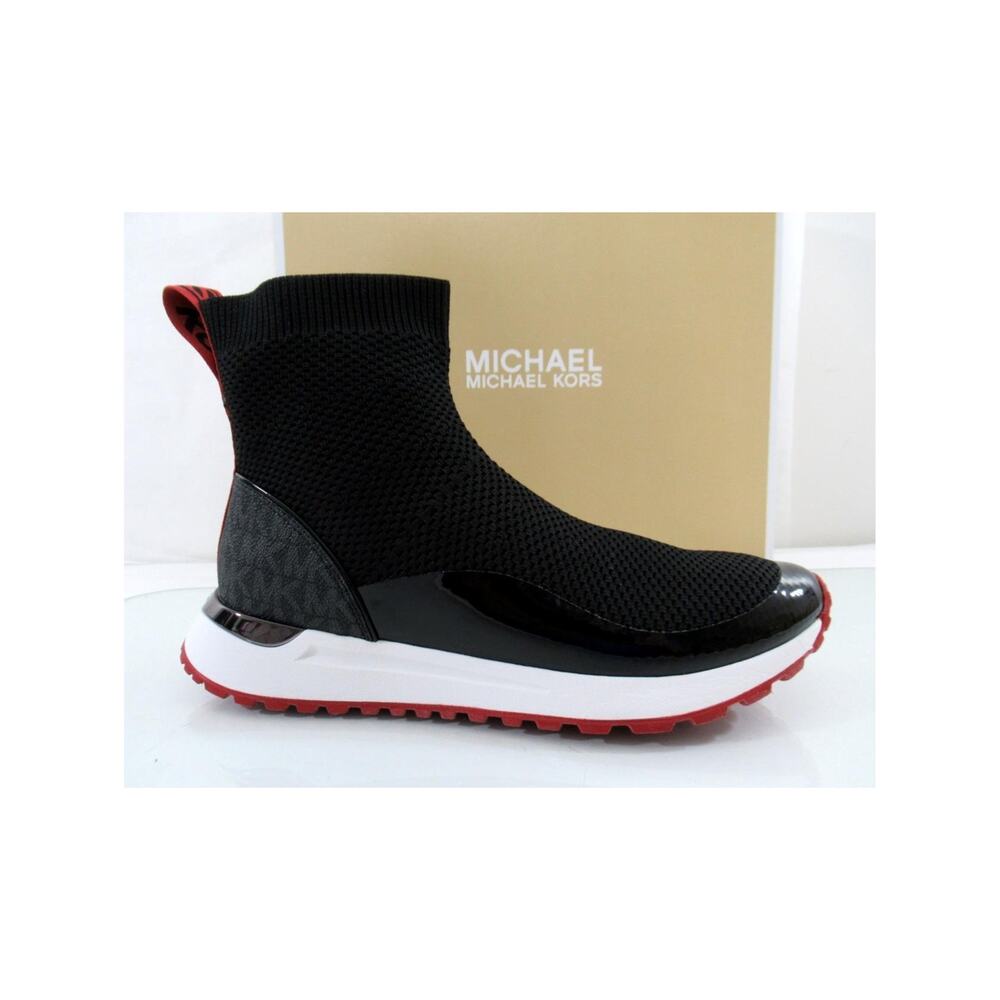 Michael Kors Bodie Bootie Wedge Stretch Knit High Top Sneaker Black Size 7